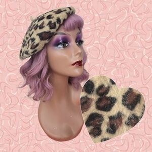 🐆The Purr-et - Simply Meow-velous! Classic Leopard Angora Wool Beret O/S